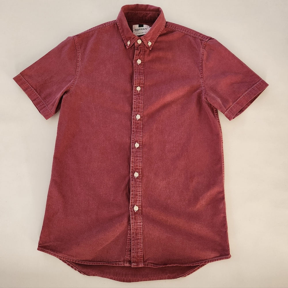 Topman burgundy Shortsleeve Button-down Shirt - Picture 4 of 10
